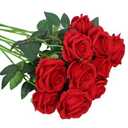 Fanfantoey Red Roses Artificial Flowers Bulk, 52Pcs Fake Roses Flower Arrangement, DIY Silk Flowers Roses Bouquet, Realistic Faux Artificial Roses for Mother's Day Home Table Decor Red