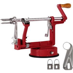 Apple Peeler, Stainless Steel Apple Corer Slicer Peeler, Durable Heavy Duty Die Cast Magnesium Alloy Apple Peeler Slicer Corer(Deep red)