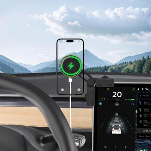 Topfit for Tesla Phone Mount Wireless Charging, Magnetic Phone Holder for Tesla Model Y(Juniper) and Model 3 (Highland) Accessories