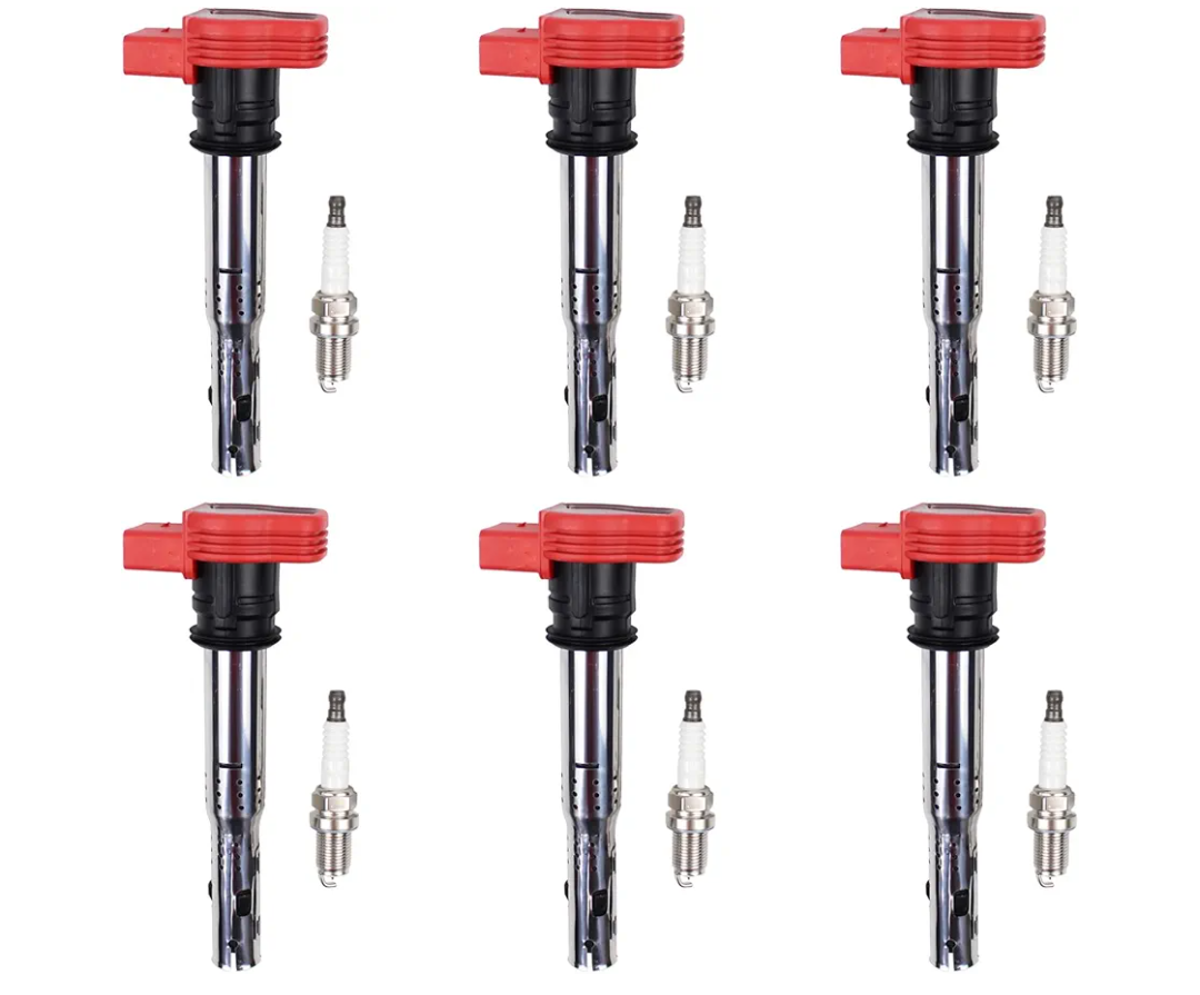 ApplianPar Ignition Coil and Spark Plug for Audi A3 A4 A5 A6 A7 A8 Quattro Allroad Q5 Q7 R8 S4 S5 S6 S8 SQ5 TT TTS VW Beetle Golf GTI Jetta Passat Rabbit Touareg 2.0 3.0 3.2 3.6 4.2 2.5