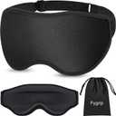 3D Eye Mask Sleep Mask for Men & Women, 100% Pressure-Free & Light Block-Out Eye Mask for Sleep with Easy Adjustable Strap, Night Eye Cover for Travel, Black