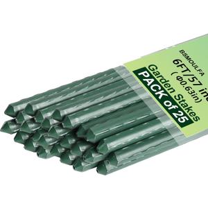 Garden Stakes 6ft, 6Feet Metal Plant Stakes 25 Pack for Gardening and Farm, 72" Plastic Coated Plant Support for Tomato, Cucumber, Bean, Flower, Potted and More Climbing Plants