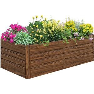 SnugNiture Galvanized Raised Garden Bed 8x4x2FT Outdoor Large Metal Planter Box Steel Kit for Planting Vegetables, Flowers (Brown)
