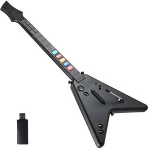 DOYO Wireless Guitar Hero Controller for PC, PS3 and PS4/PlayStation 4, Clone Hero, Fortnite Festival, Compatible with Guitar Hero & Rock, Plug and Play USB Receiver, Black