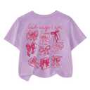 SOLY HUX Girl's Summer Short Sleeve Bow Graphic Tee Shirts (Purple)