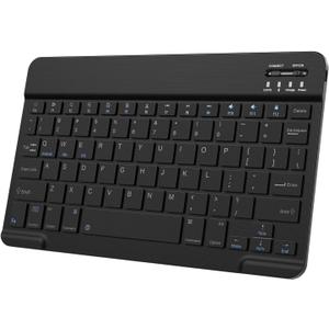 UltraSlim Small Bluetooth Keyboard for iPad, Portable Rechargeable Wireless Keyboard for iPad Air, iPad Pro, iPad mini iPhone Android Samsung Tablet Cell Phone Smartphone (Black)