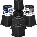 Lifemaster Furniture Riser Set - 8 Pieces Non-Slip Design Furniture Leg Riser fits with Bed, Chair, Table, Sofa, Desk, and Couches - Black (3.5inch-8 PACK)