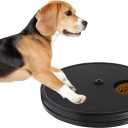 3 in 1 Rotatable Dog Scratch Board with Food Storage Compartment Box Round Stress-Free Scratch Pad ABS Nail Grinder Claw Care Dog Claw Grinder Board (Black)
