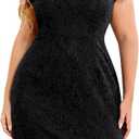 Miusol Women's Retro Lace Sleeveless Plus Size Formal Evening Prom Dress (Large Plus, Black)