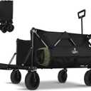 ANJ Outdoors Wagon Carts Foldable with All Terrain Wheels, Double Brakes and Extending Tailgate | Collapsible Wagon Grocery Cart on Wheels | Utility Wagon for Camping, Garden, Beach, Lounge and Sports