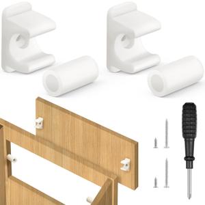 Juexica False Cabinet Front Clip False Drawer Front Clips Sink Tip Out Snap with Screws Screwdrivers for Hardware Replacements(2 Pairs, White)