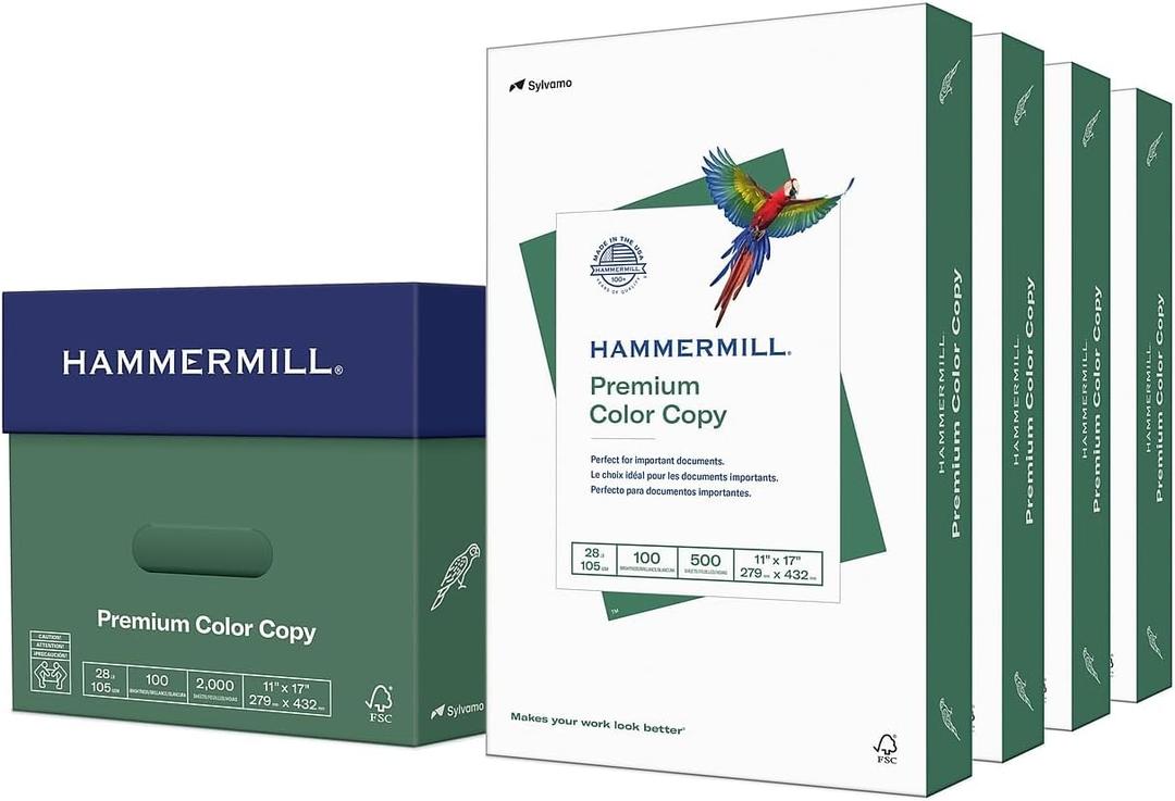 Hammermill Printer Paper, Premium Color 28 lb Copy Paper, 11 x 17 - 100 Bright, Made in the USA, 102541C - 4 Ream (2,000 Sheets)