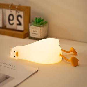 TOOGE LED Duck Night Light Cute Small Lamp Night Light for Kids 3 Levels Dimmable Nursery Nightlight with Timer Silicone Squishy Duck Portable Rechargeable Touch Bedside Lamp (White)