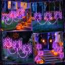 Halloween Spider Pathway Lights, 3 Pack 250 LED Purple Decorations Outdoor Metal Stake Lights, 8 Modes Memory Timer Waterproof Plug in Light String for Walkway Yard Lawn Garden Halloween Dcor