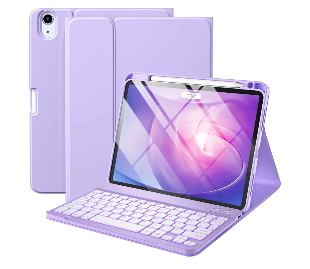 Harvopu Keyboard Case Compatible with iPad Air 11inch/Air 5th 4th Generation Case with KeyboardBacklit Detachable, Folio Cover with Pencil Holder for Air 11" M3/M2 (2025/2024), Air 5/Air 4 (Purple)