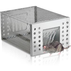 1 Pcs Humane Rat Trap Live Chipmunk Cage Trap for Indoor and Outdoor Small Rodent Animal Mouse Vole Chipmunk Hamsters Live Cage, Catch and Release (Closed)