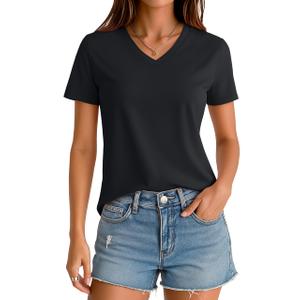 MAGCOMSEN Women's Short Sleeve T Shirt Black L (Black)