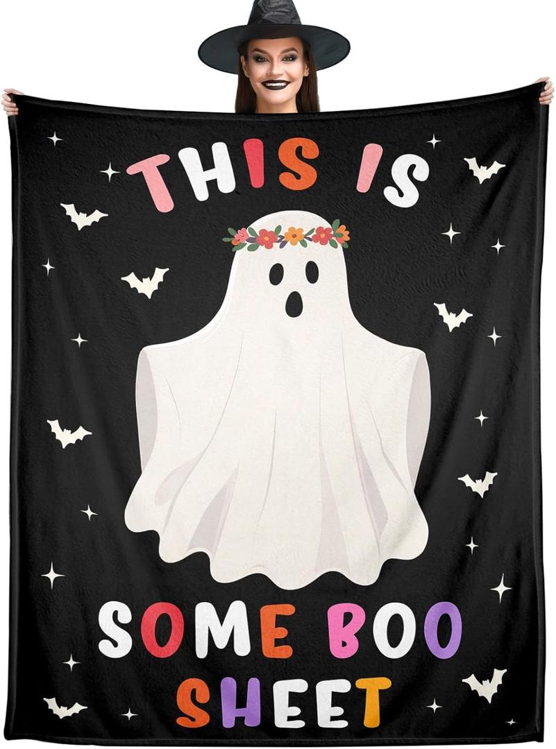 Ghostface Blanket, Goth Wiched Blanket Throw, Winter Holiday Horror Movie Ghost Face Blankets for Him Her Adults Kids, Halloween Throw Blankets, Flannel Horror Throw for Couch Bed 50"X60"