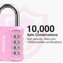 Puroma 2 Pack Combination Lock for Locker 4 Digit Outdoor Waterproof Padlock for School, Gym, Sports, Fence, Toolbox, Gate, Case, Outdoor, Hasp Storage (Pink)