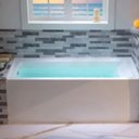 LB428-L 60" Acrylic Rectangular Alcove Soaking Bathtub in White with Left Drain, Brushed Nickel pop-up Drain Included