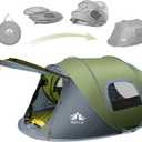 Night Cat Pop-up Camping Tent: 2 Person Tent Waterproof Instant Easy Setup Family Tent (2 Persons (9.5x6.6x4 ft), Dark Green)