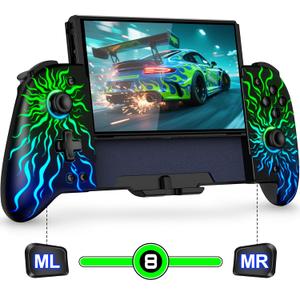 Mocagen Handheld Switch Controllers for Nintendo Switch/OLED Games, Swtich Pro Controller with Marco Buttons/Hall Effect Joystick & Trigger/Big Grip/Turbo