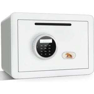 Drop Safe, Digital Safe With Keypad, White Small Safe Box- Deposit Cash Easily, Money Security Box For Home, Business, 1.2 Cubic Feet