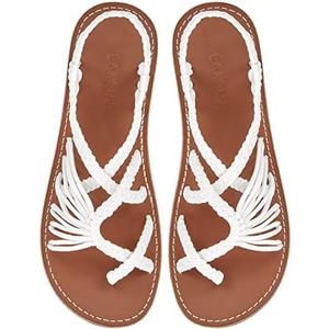 Capana Woven Women's Flat Sandals - Strappy Braided Sandals, Beach Sandals for Women Dressy Summer, Rope Bohemian Sandals, Spring Casual Womens Shoes, Comfy Boho Flats for Teen Girls – Banyan 12