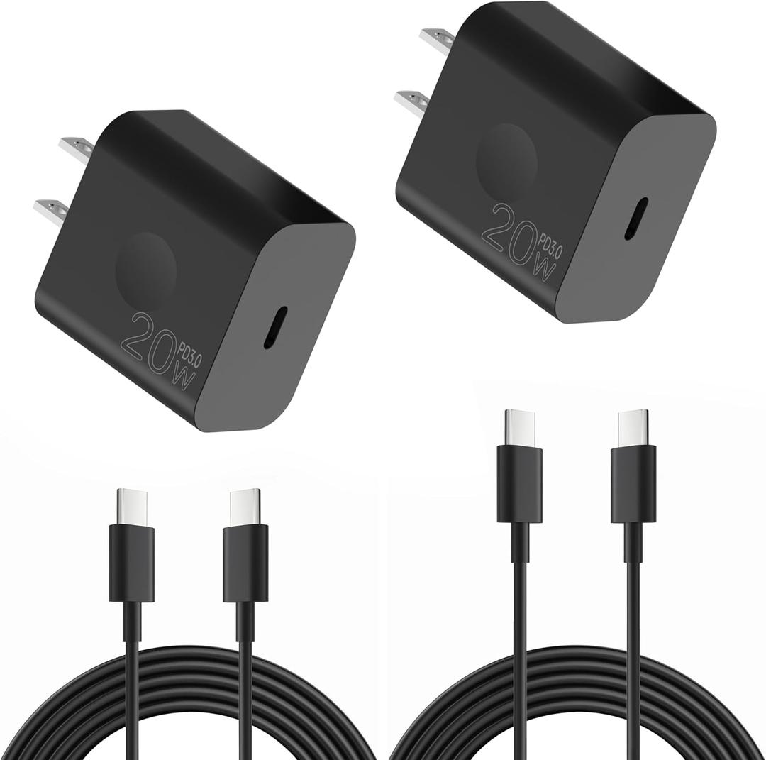 USB C Charger Block 20W Fast Charging Super Fast USB C Block with 5ft USB-C Charger Cable Compatible with iPhone 16/16 pro/15/15 Plus/15 Pro Max/Galaxy S23 Ultra/S23+/S22/S21/S20 (Black, 5ft, 2pack)