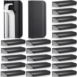 20 Packs 3.15'' Self Adhesive Finger Pulls for Cabinets Stick on Cabinet Edge Pull Handles No Drill Hidden Peel and Stick Drawer Pull for Dresser Cupboard Bathroom Vanity Kitchen (Black)
