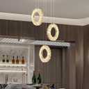 Pendant Lights Kitchen Island Mini Crystal Chandeliers 3-Lights Crystal Ring Chandelier for Dining Room Hallway Stairwell,LED Dimmable 2700K-6000K (Gold)
