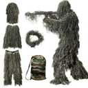 DoCred 5 in 1 Ghillie Suit, 3D Camouflage Hunting Apparel w/Jacket, Pants, Hood, Carry Bag for Adults/Youth, S/M/L/XL/XXL