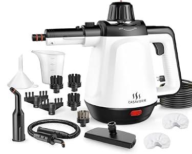 1200W Handheld Steam Cleaner for Home, Powerful Natural Multi‑Surface Steam Cleaner with 13 Accessories, 13.5oz Pressurized Steamer for Deep Cleaning Tile, Grout, Shower, Bathroom, Kitchen, Car, White