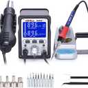 YIHUA 995D+ 2 in 1 Hot Air Rework and Soldering Iron Station with 3 Memories, Large LCD Screen Display, Cool/Hot Air Conversion, Sleep Mode, F /C (Silver)