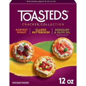Toasteds Crackers, Cracker Collection, Lunch Snacks, Variety Pack, 12oz Box (1 Box) (EXP 09/19/26)