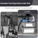 COAZEX 2 Pack Trash Bag Holder Under Sink Stackable, Plastic Garbage Bag Dispenser with Lid, Trash Bag Storage Dispenser Roll Holder for Kitchen, Pantry, Laundry Room Organization (Black Lid)