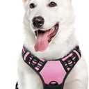 Eagloo Dog Harness for Large Dogs, No Pull Service Vest with Reflective Strips and Control Handle, Adjustable and Comfortable for Walking, No Choke Pet Harness with 2 Metal Rings, Pink, XL