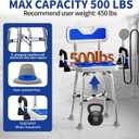 Shower Chair for Seniors Elderly Handicap Disabled Or Bariatric Adults, Heavy Duty 500 Lbs, Bench Seat for Inside Shower Stall and Bathroom Bath Tub with Arms and Back Adjustable Stool Chairs