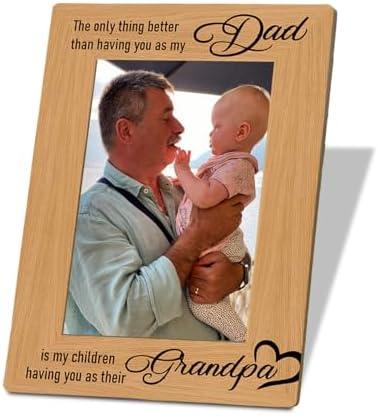 Pack of 2, XQLSR Grandpa Gift, New Grandpa Gift, Photo Gifts Wooden Picture Frame, The Only Thing Better Than Having You as My Dad is My Children Having You as Their Grandpa, To Assemble 4 * 6 Inches Photo