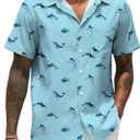 Men Button Up Short Sleeve Hawaiian Shirt Summer Tropical Beach Shirts for Vacation Fishing (X-Large, Bubble and Fish)