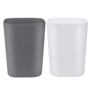Bathroom Trash Can, 2 Gallon Small Trash Can,Square Trash Bin Wastebasket for Bathroom Bedroom Kitchen Countertop Under Sink (Pack of 2, White+Gray)