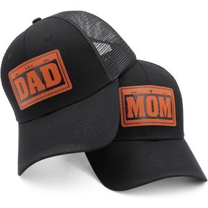 Mom and Dad Hats New Dad Mon Parents Gifts for Couples Fathers Day Embroidered Mesh Baseball Caps Black