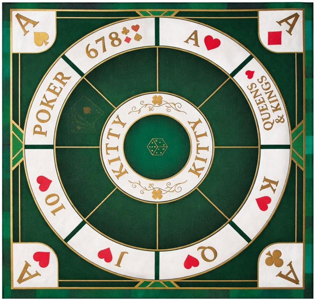 Michigan Rummy Play Mat, 31.5 x 31.5 Inch Large Size Felt Game Mat for 2-9 Players, Foldable Poker and Rummy Table Mat, Classic Family Casino Card Game Mat, Only Mat (Classic Green Poker mat), 27.6 inches by 27.6 inches