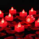 Amagic 1000 Pieces Red Artificial Rose Petals with 12 Red Heart LED Tea Lights, Rose Petals and Candles Set for Proposal, Anniversary, Romantic Night, Wedding Decor
