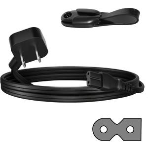 Elecan 45 Degree Flat Plug Replacement Vizio LED TV Power Cord 2 Ft, NEMA 1-15P to Polarized IEC 320 C7 AC Supply Wall Cable 2 Slot 2-Prong Angled for Sound Bar Smart HDTV -ETL+ Organizer, Angled to Straight, 2FT