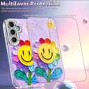 Compatible with Samsung Galaxy S24 Plus & S25+ Case,with [Shockproof Protective][Camera Protection] Cute Rainbow Flower Aesthetic Phone Cover Soft Slim Cover for Women Girl-Purple