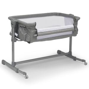Delta Children Close2Me Bedside Baby Bassinet Sleeper with Breathable Mesh and Adjustable Heights - Lightweight Portable Crib, Grey