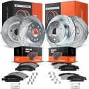 A-Premium Front & Rear Drilled and Slotted Disc Brake Rotors + Ceramic Pads Kit Compatible with Select Chevy, GMC and Cadillac Models - Silverado 1500, Sierra 1500, Escalade, Avalanche, Tahoe, Yukon