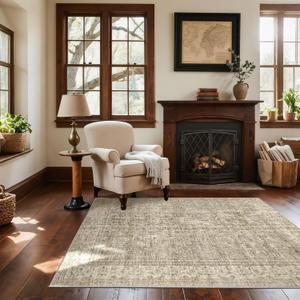 Washable Entryway Small Area Rugs: Door Mat Indoor Entrance 4x6 Boho Rug Stain Resistant Non-Slip Rubber Backing Soft Carpet for Kitchen Front Door Indoor Entrance Entry Bedroom Kids Room (Brown and Grey)