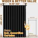 AJAZZ Room Divider Curtain (Black, W100 x L84 in, 1 Panel)+ Tension Curtain Rod No Drilling (H) 43-120(W) 35-100 in, for Privacy/Soundproof Curtains, Heavy Duty Wall Separator